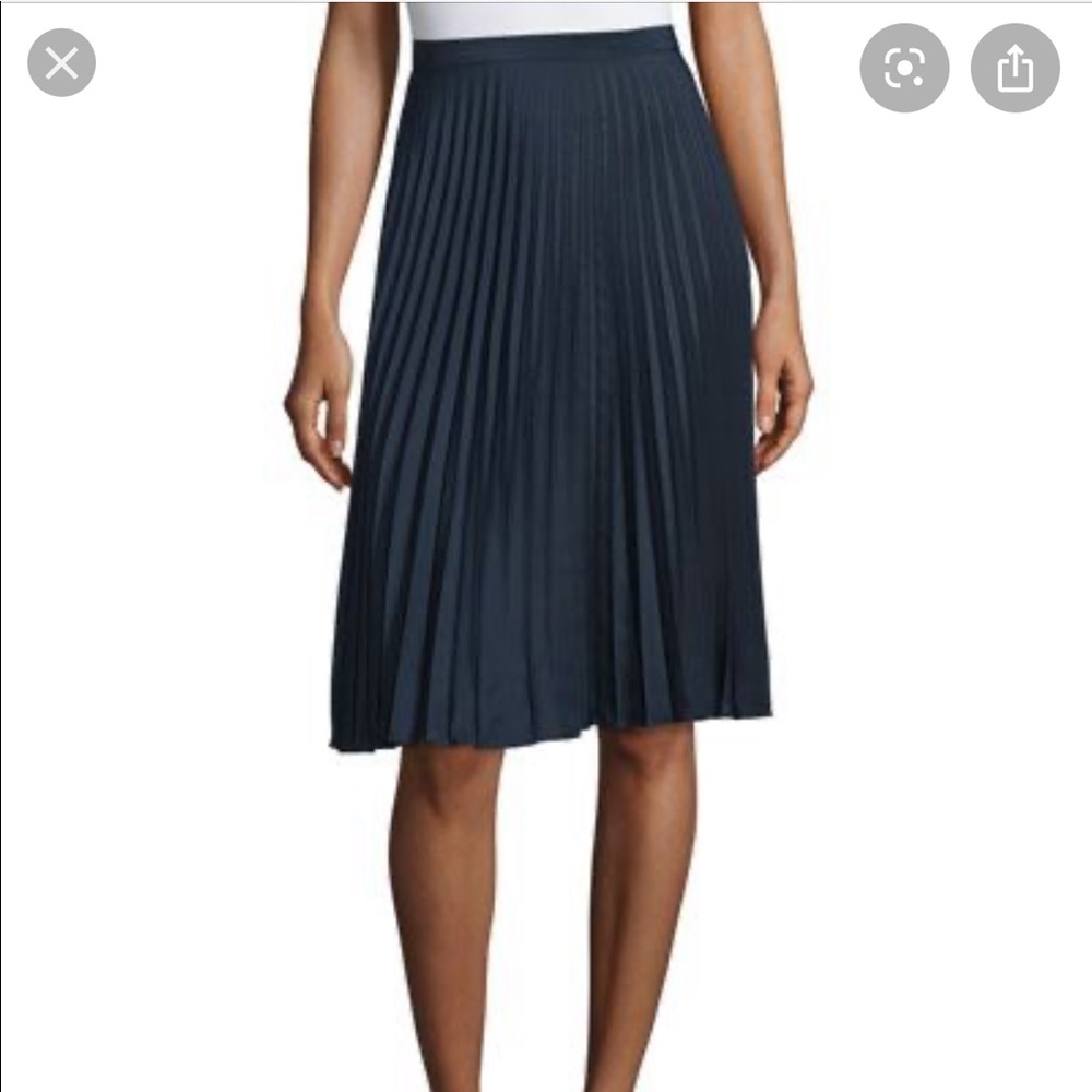 Michael Kors  plated midi navy blue skirt